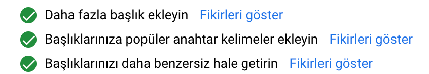 Google Ads Başlık Önerileri